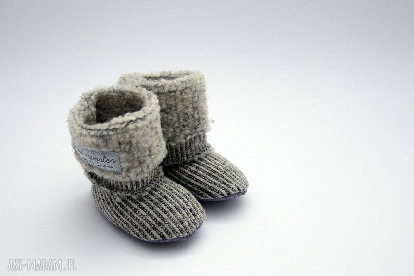 Bambosze / hand made / wełna / jasny baranek