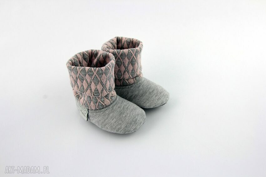 Bambosze z golfem / hand made / szaro różowe