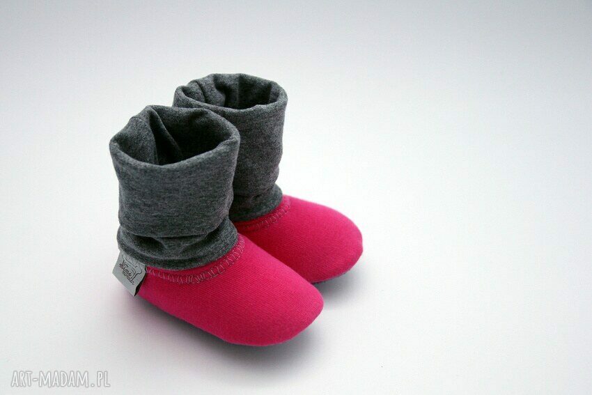 Bambosze z golfem - hand made - ciemny róż