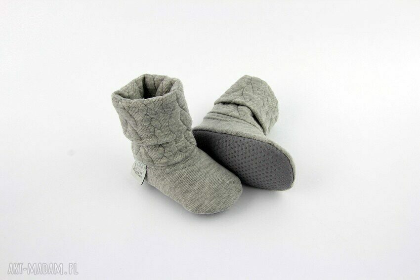 Bambosze z golfem / hand made / - szare warkocze