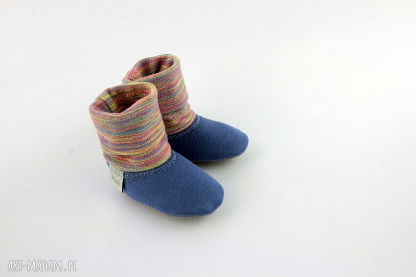 Bambosze z golfem / hand made / niebiesko tęczowe