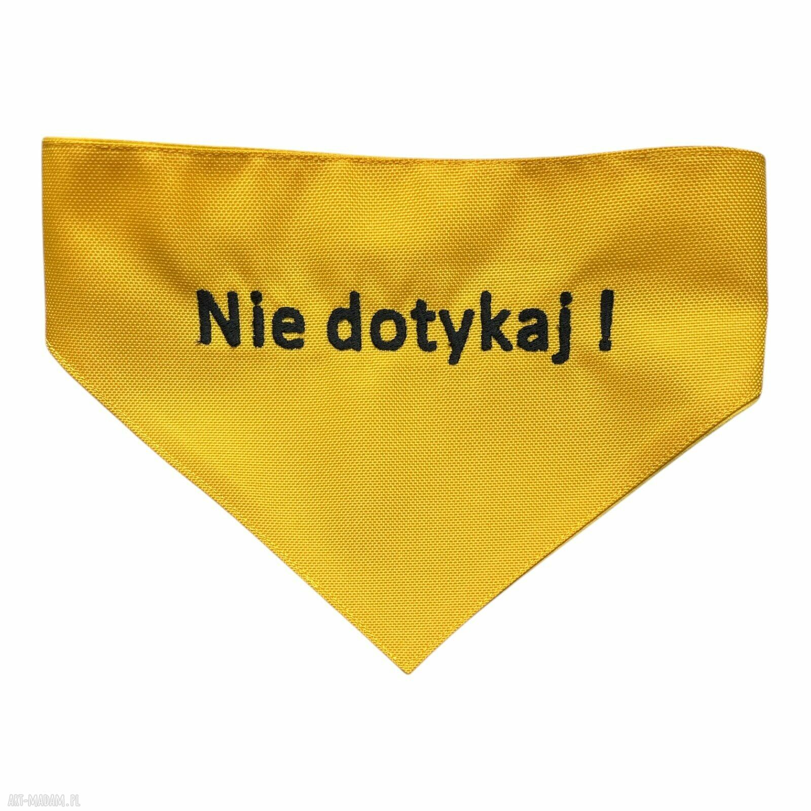 Bandana dla psa 'Nie dotykaj!' na gumce - rozmiar M 41-45 cm