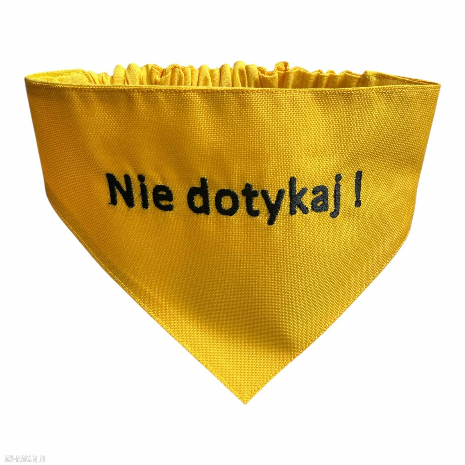 Bandana dla psa 'Nie dotykaj!' na gumce - rozmiar M 41-45 cm