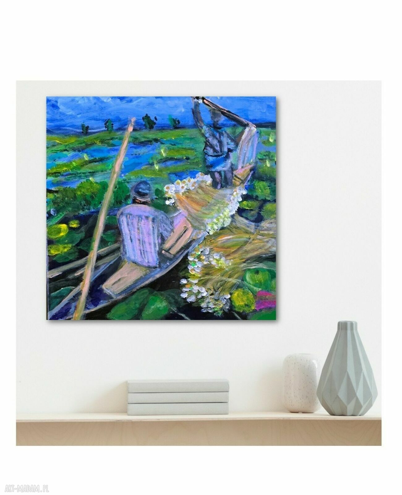 Bangladesz - ręcznie malowany obraz pejzażowy na płótnie 40x40