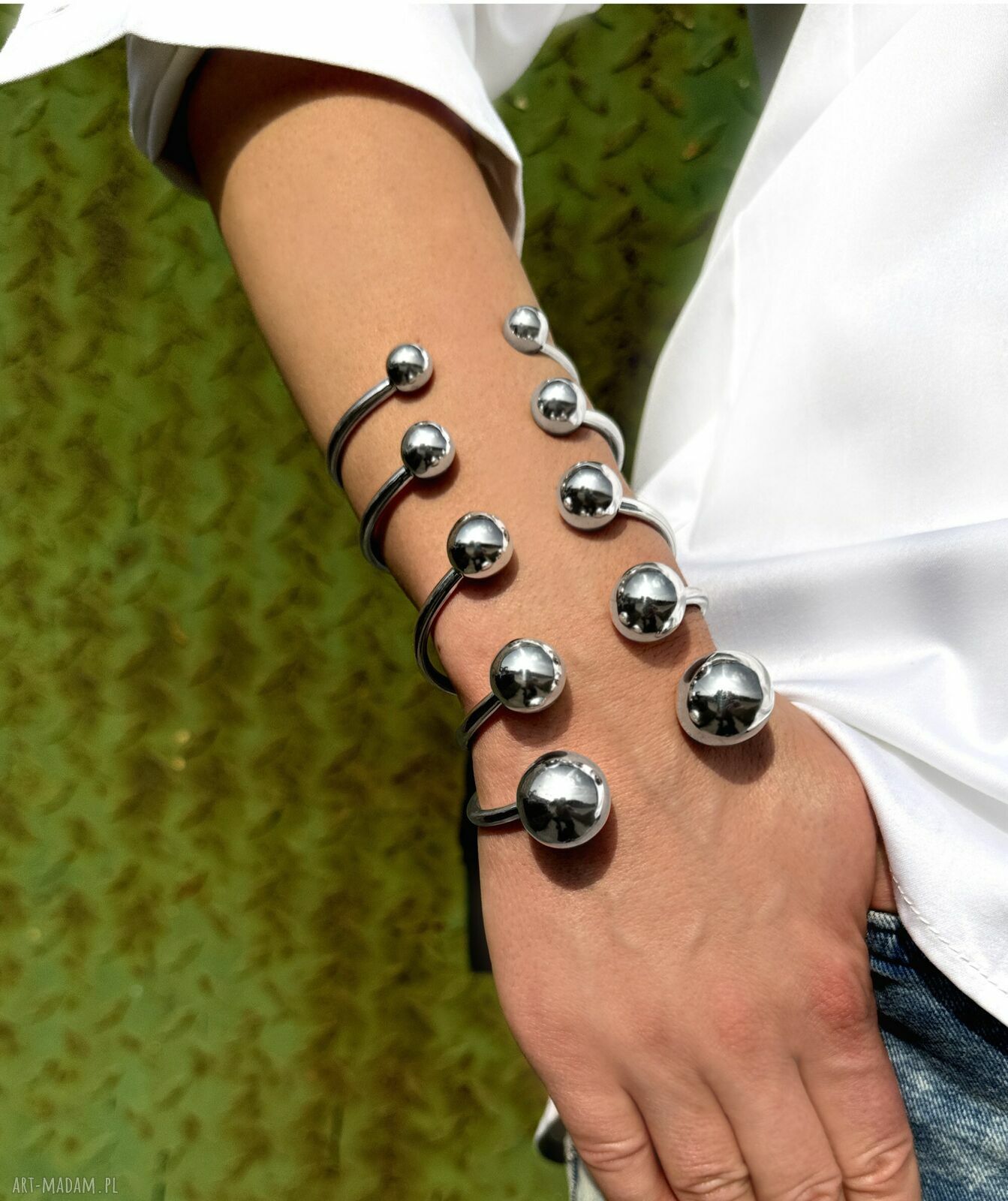 Bransoletka bangle z kulkami 20 mm - srebro 925
