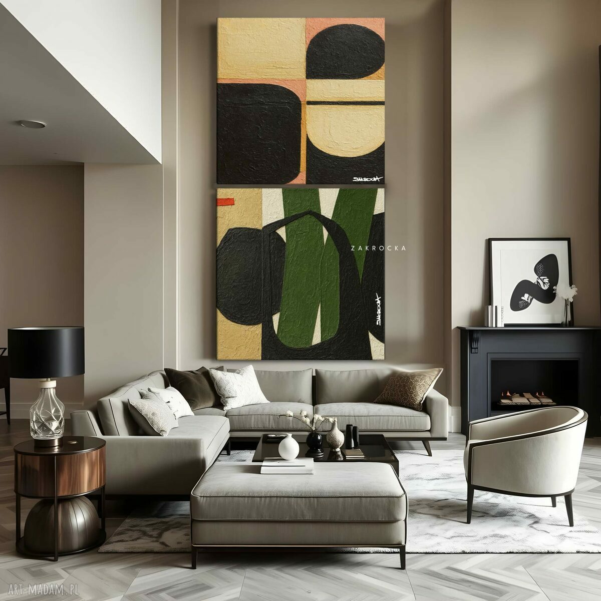 Bardzo duży dyptyk MEDDO - komplet 2 obrazów 80x160 cm, gotowy do zawieszenia