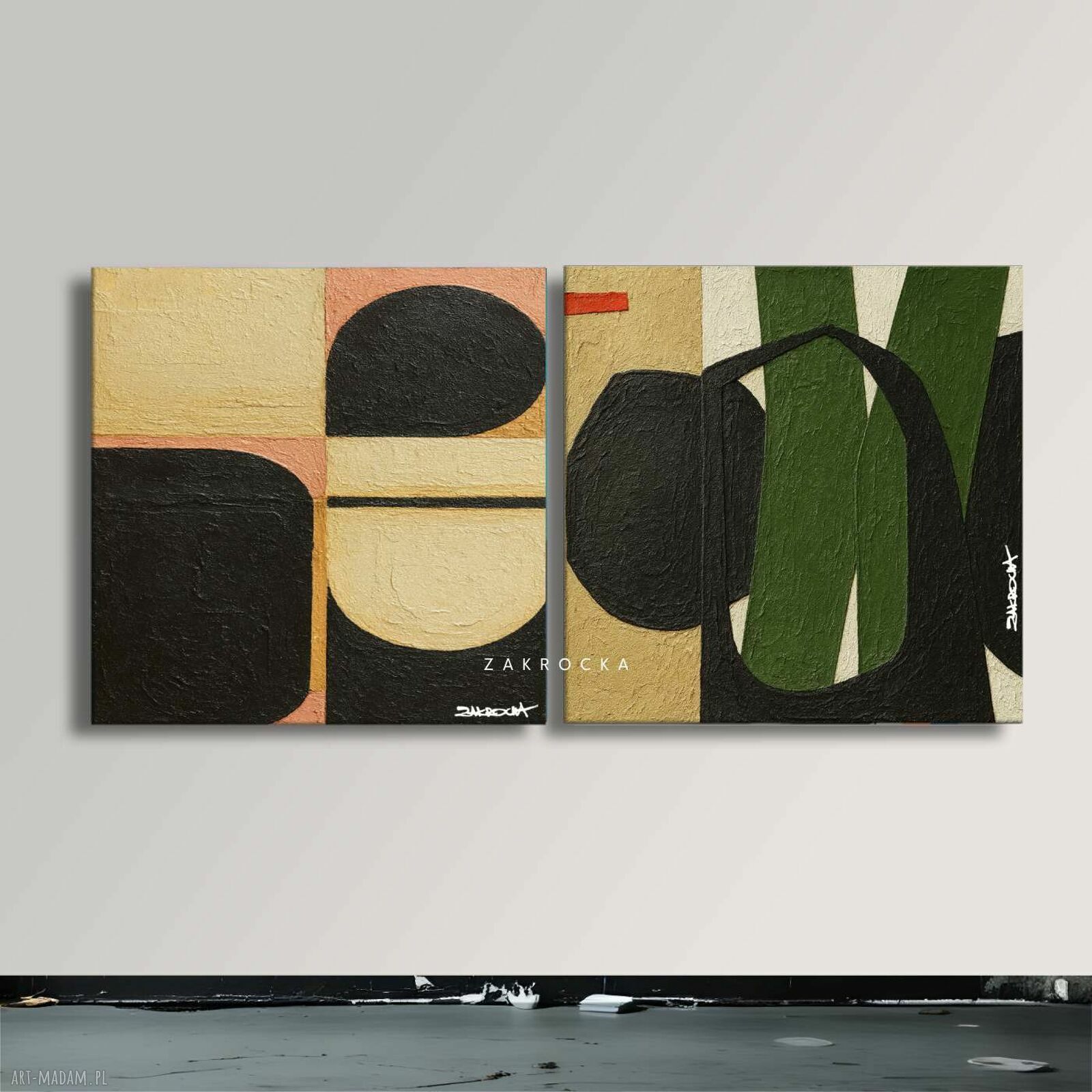 Bardzo duży dyptyk MEDDO - komplet 2 obrazów 80x160 cm, gotowy do zawieszenia
