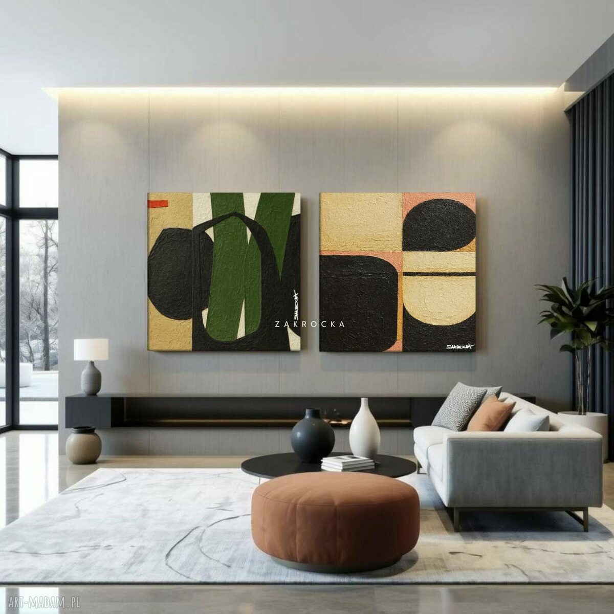 Bardzo duży dyptyk MEDDO - komplet 2 obrazów 80x160 cm, gotowy do zawieszenia