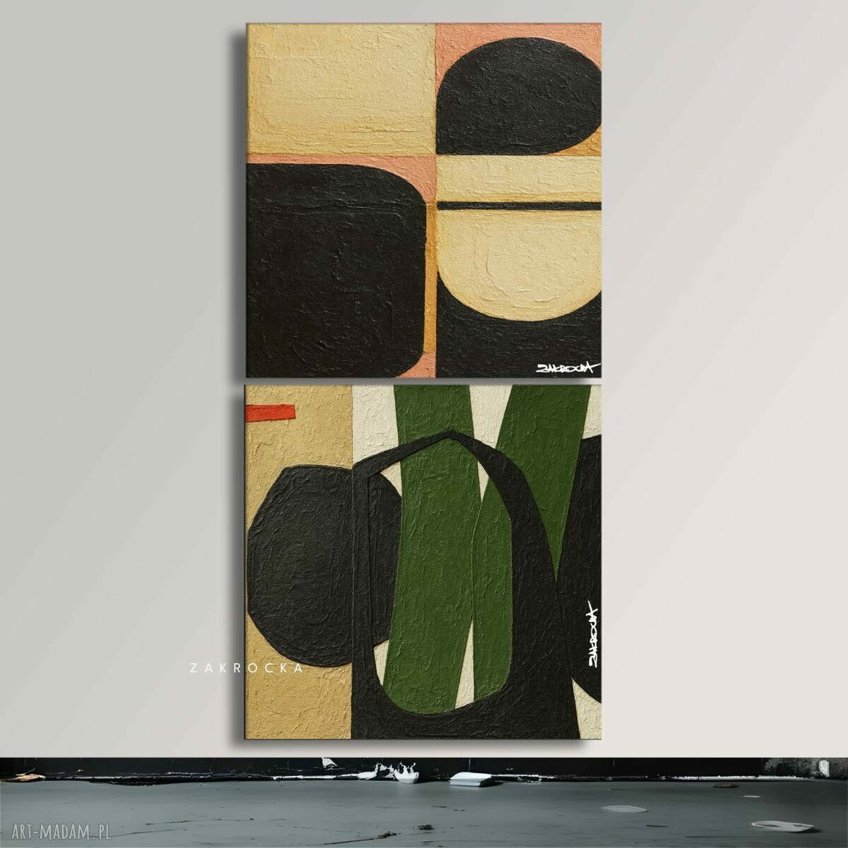 Bardzo duży dyptyk MEDDO - komplet 2 obrazów 80x160 cm, gotowy do zawieszenia
