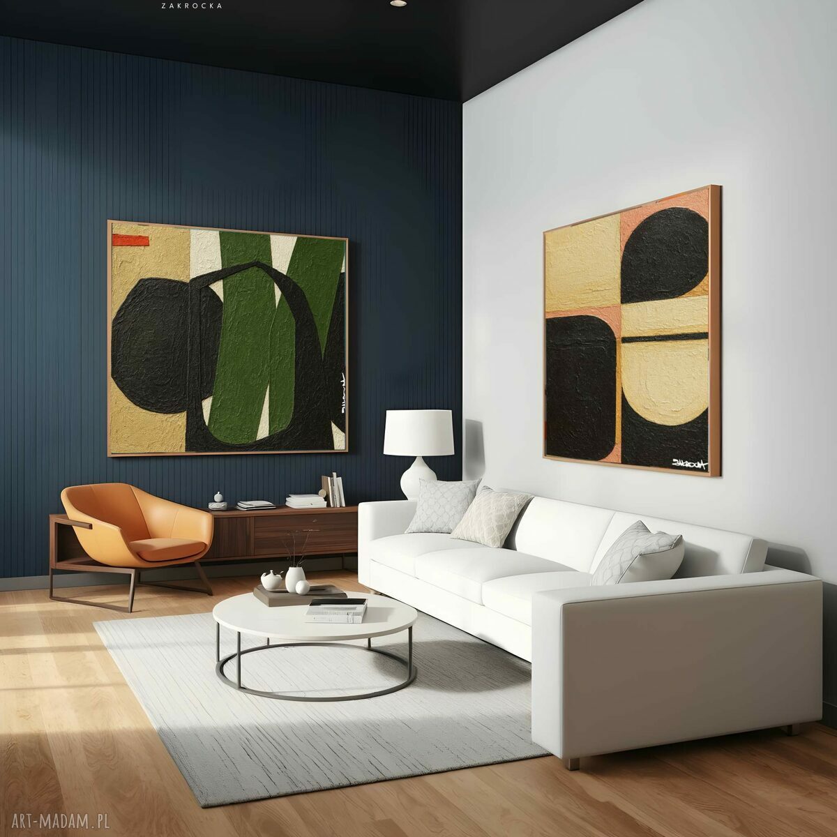 Bardzo duży dyptyk MEDDO - komplet 2 obrazów 80x160 cm, gotowy do zawieszenia