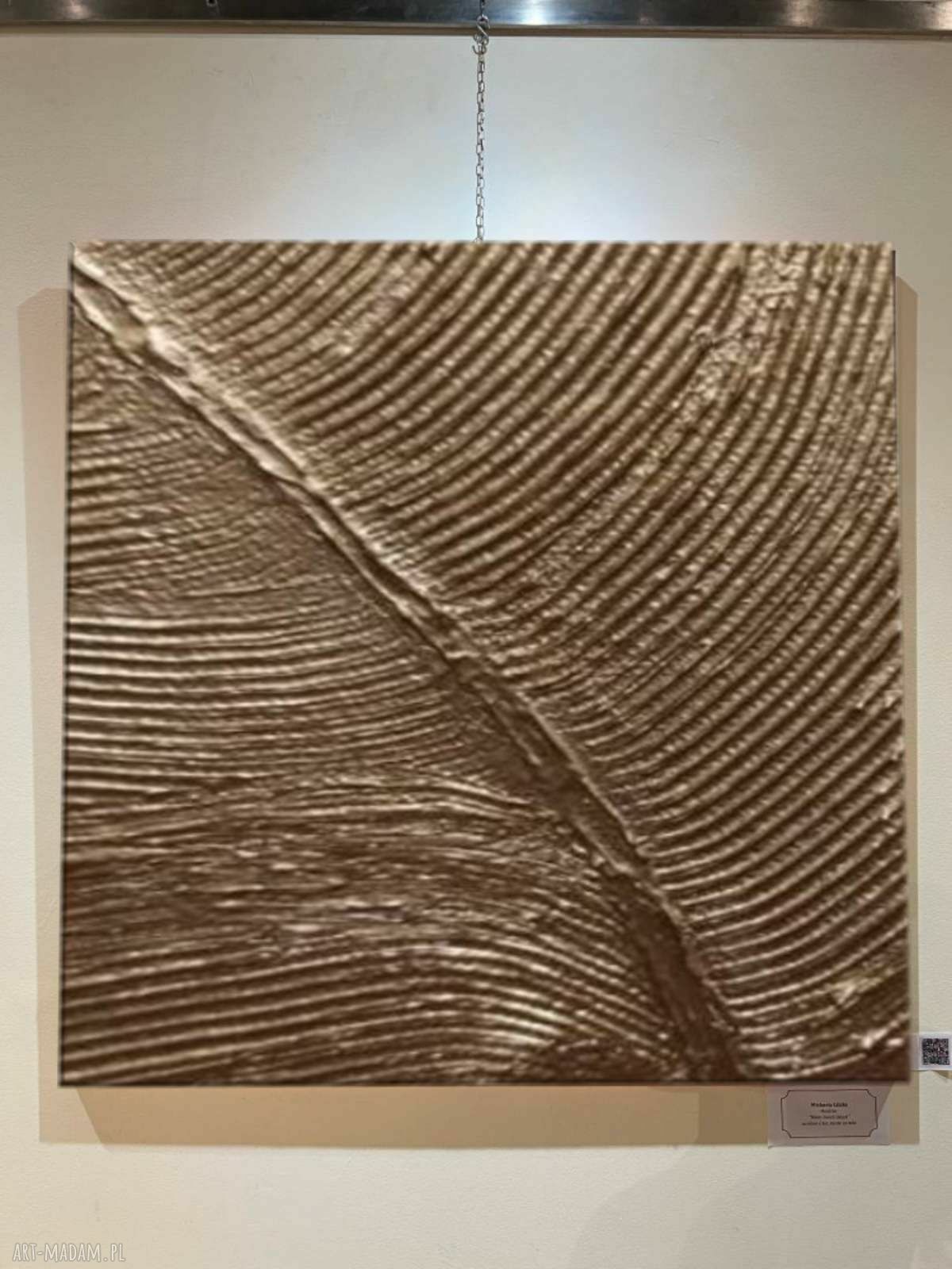 Bardzo duży obraz na płótnie ze złotą strukturą 120x120 cm