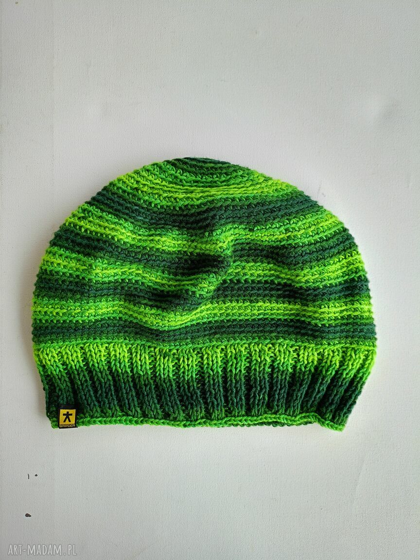 Bawełniany obszerny beret damski w zieleniach