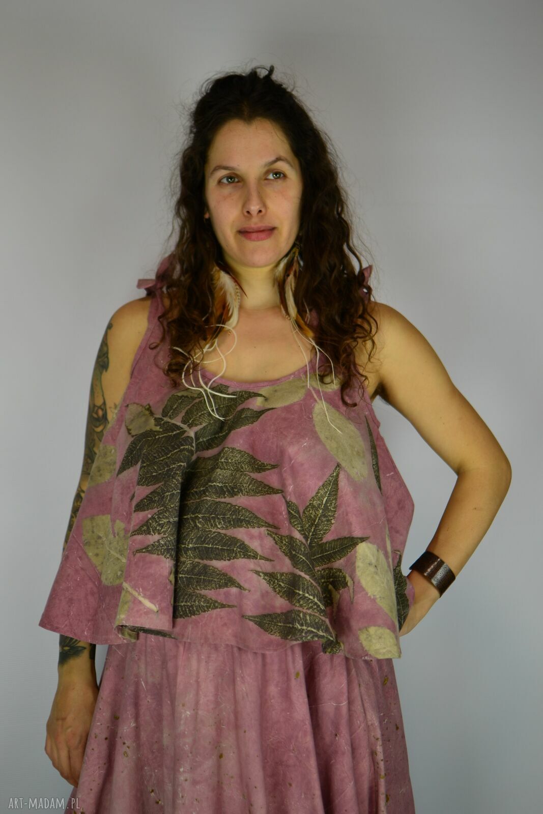 Malinowa Rozkosz - bluzka eco print z bawełny 100% barwiona roślinami dzika