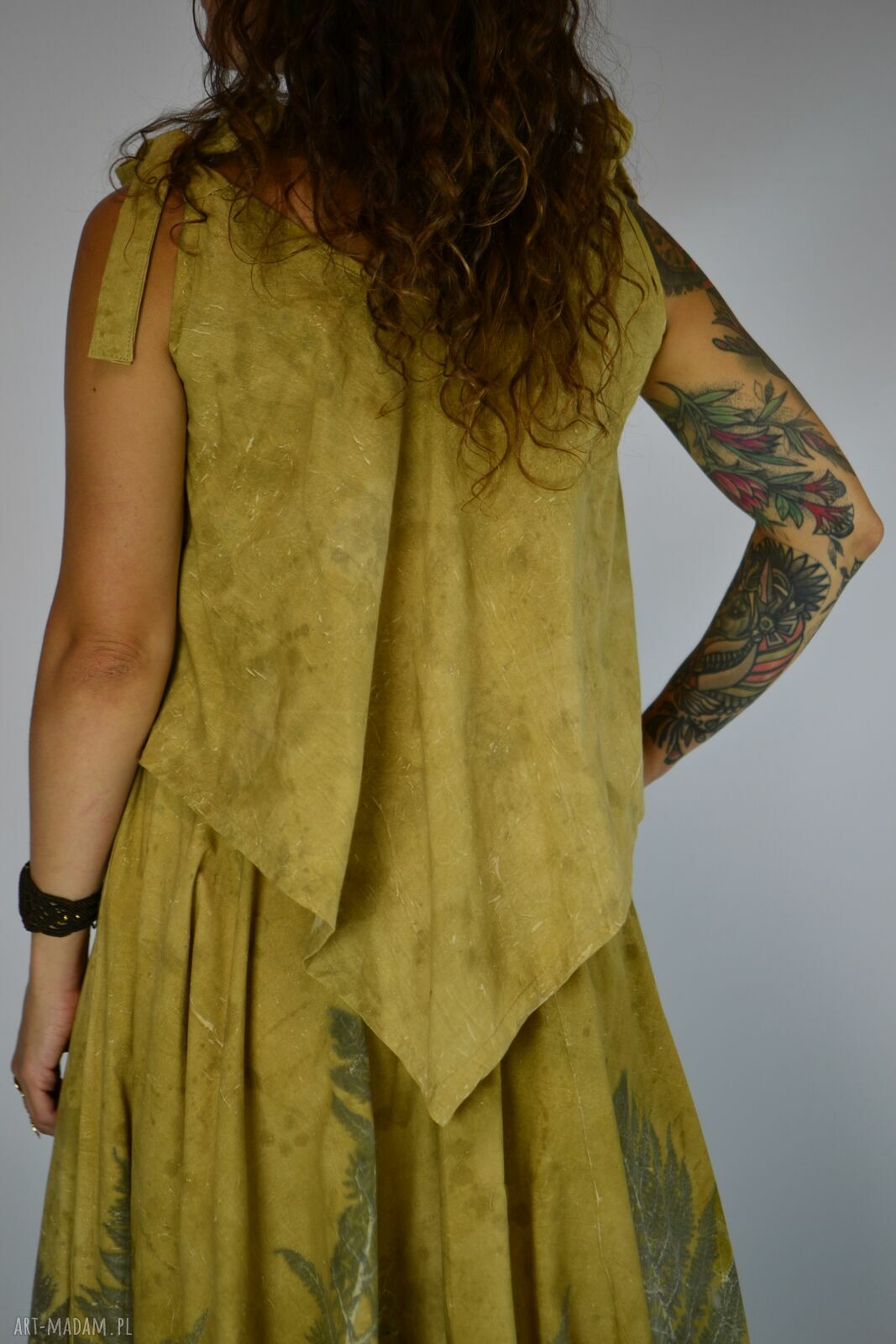 Dzika bluzka eco print barwiona roślinami - naturalna bawełna i slow fashion