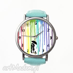 barwy miłości - skórzany zegarek z dużą tarczą egginegg