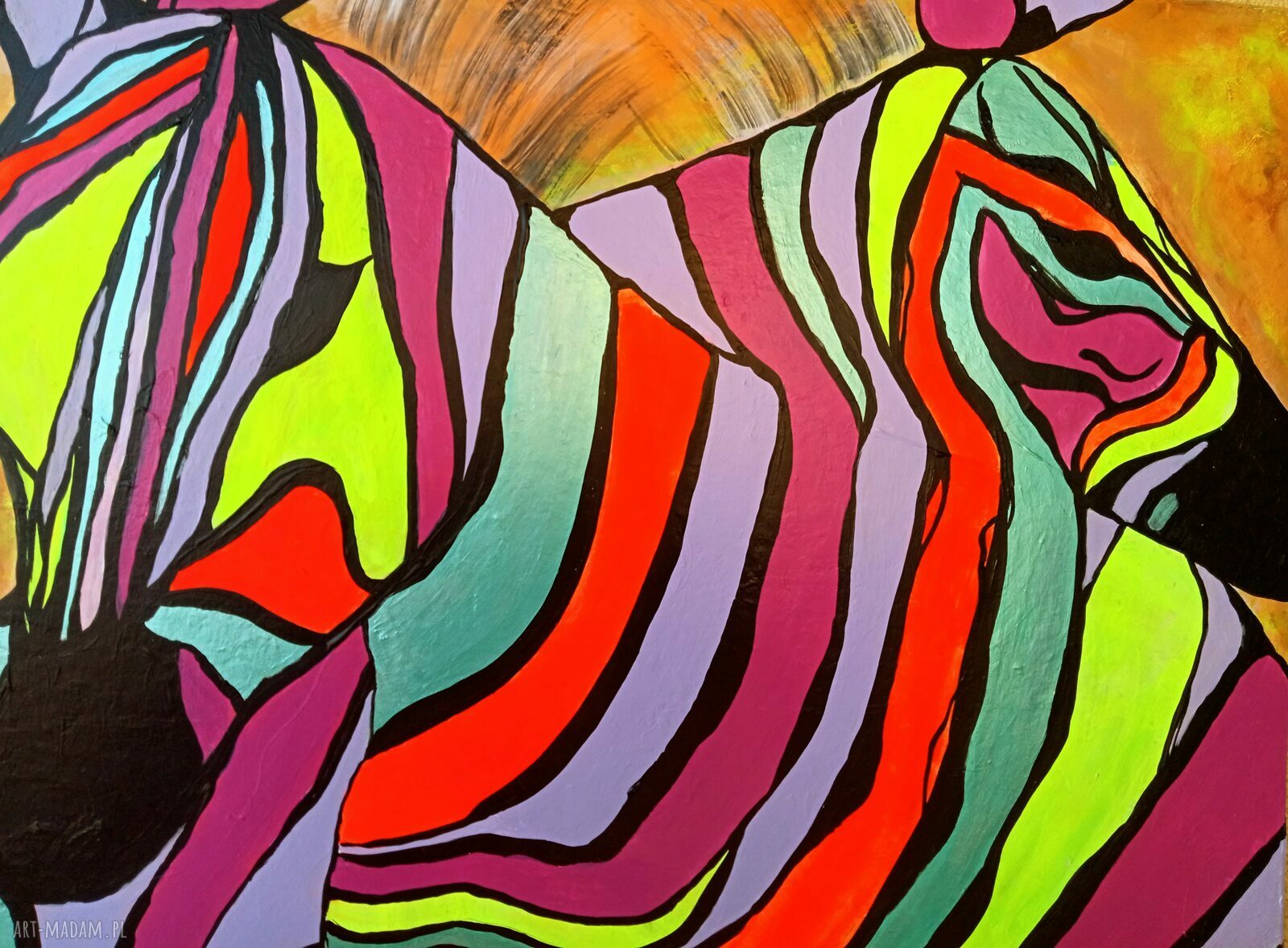 Barwy miłości 33 - obraz akrylowy z zebrami 70x50 cm