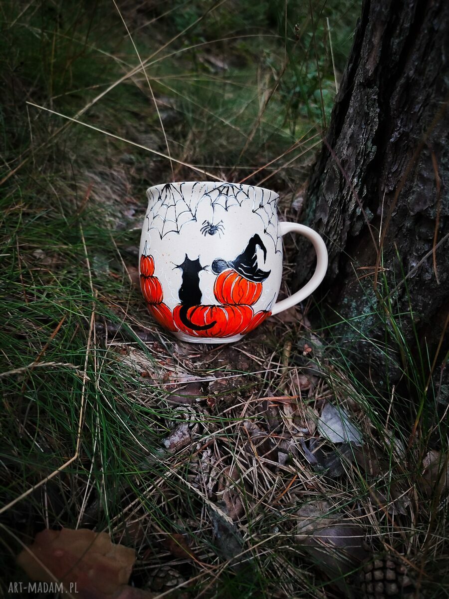 Kubek baryłka Kot i dynia na Halloween