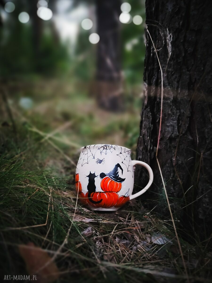 Kubek baryłka Kot i dynia na Halloween