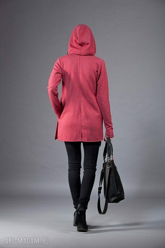 Bluza Basanti asymetryczna z kapturem na zamek - handmade dzianina