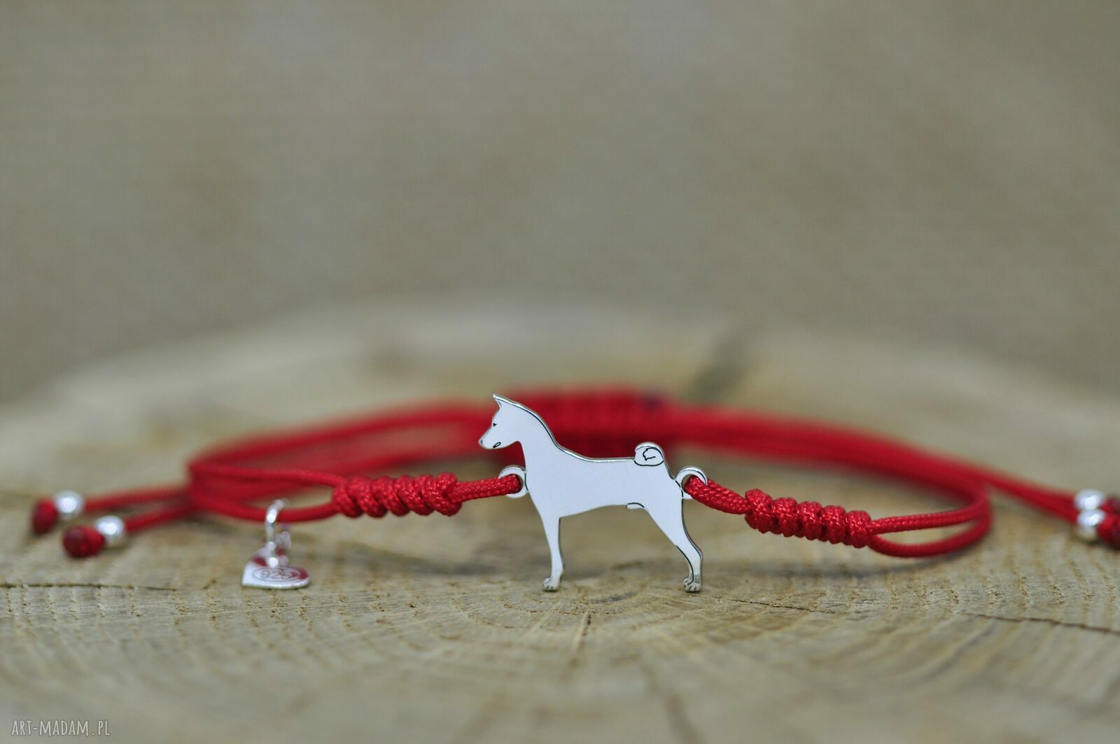 Basenji - bransoletka z psem, srebro 925