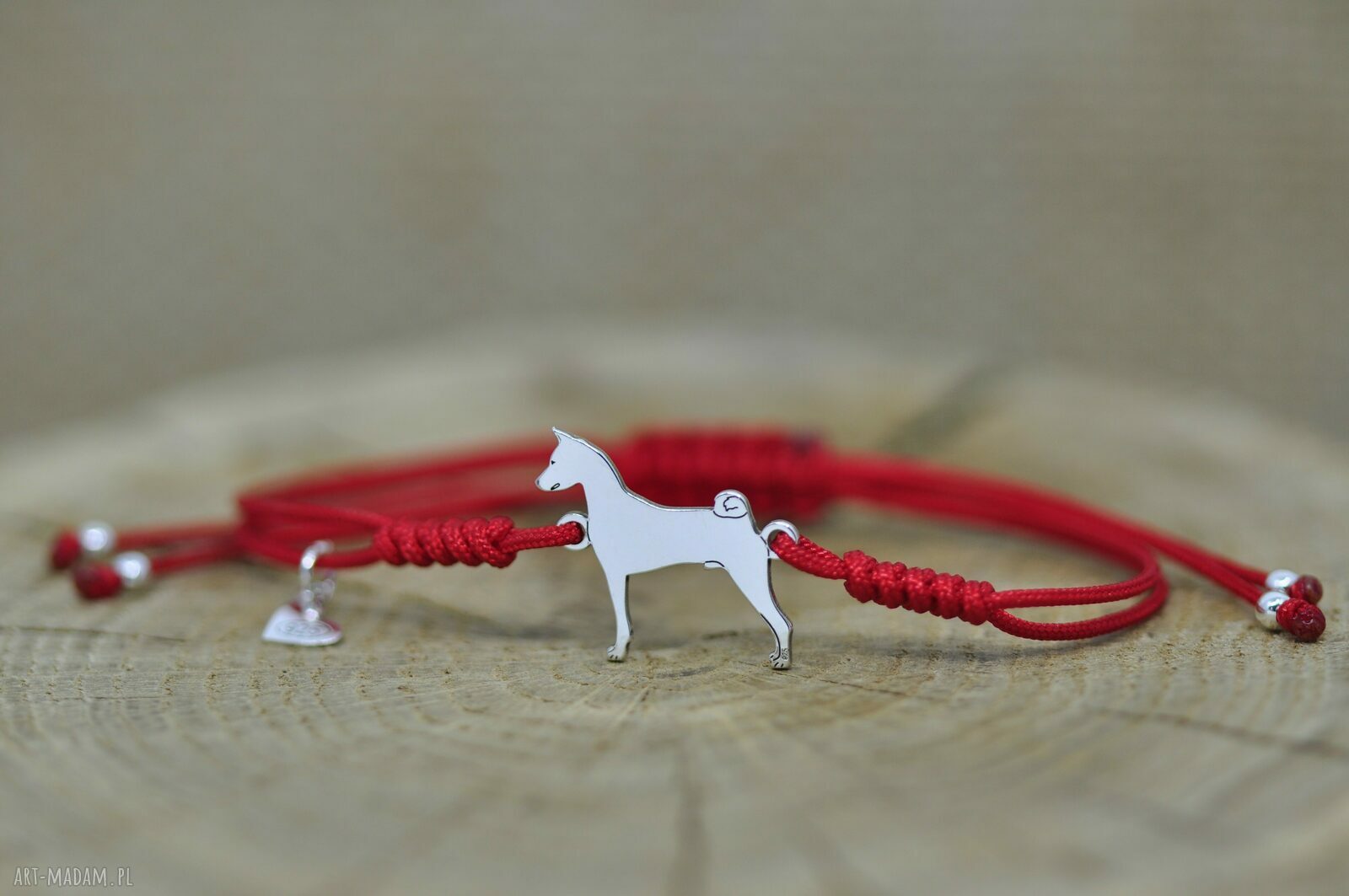 Basenji - bransoletka z psem, srebro 925