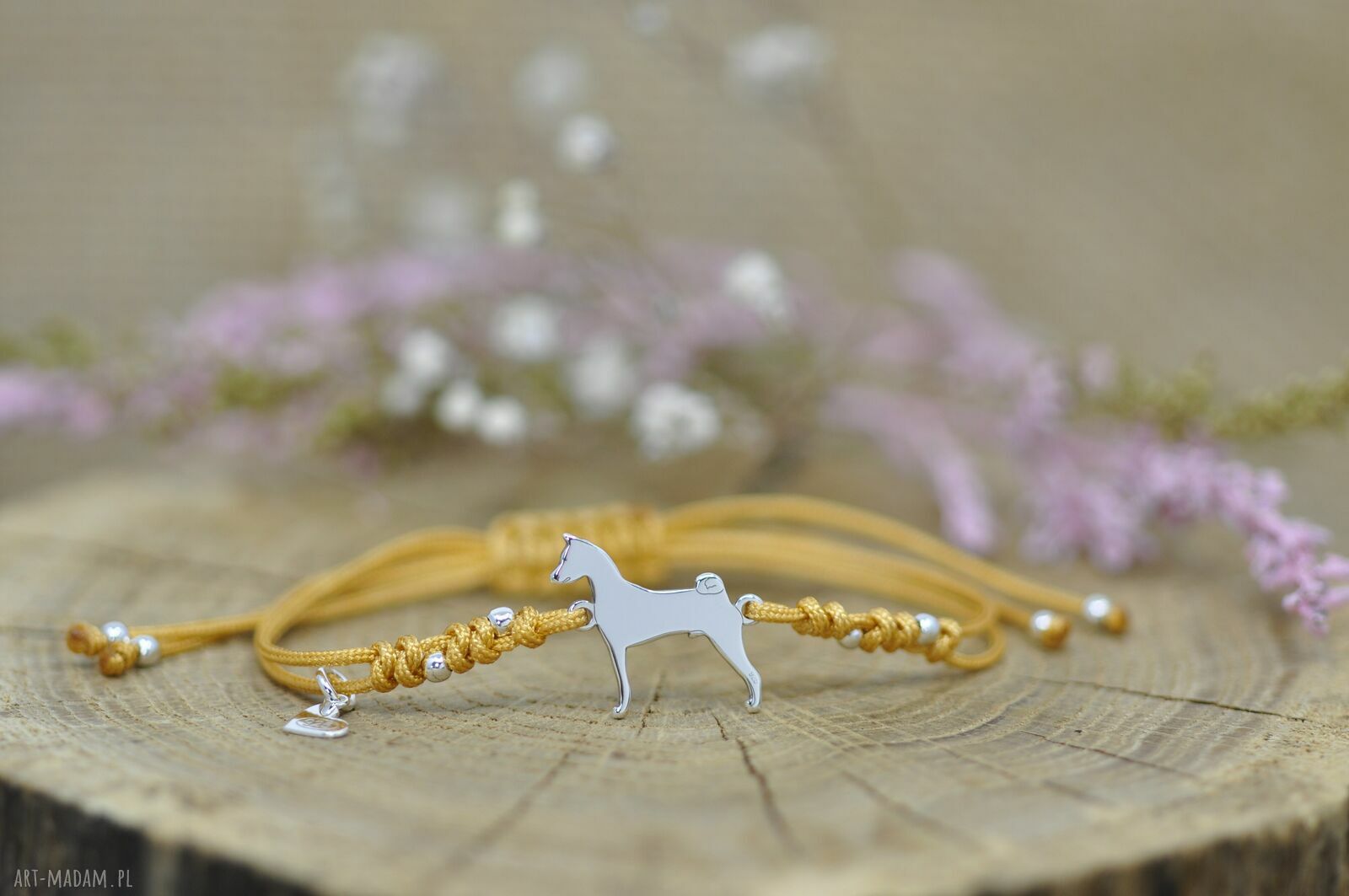 Basenji - bransoletka z psem, srebro 925