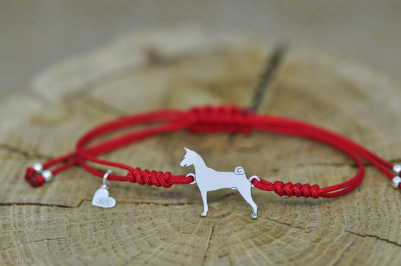Basenji - bransoletka z psem, srebro 925