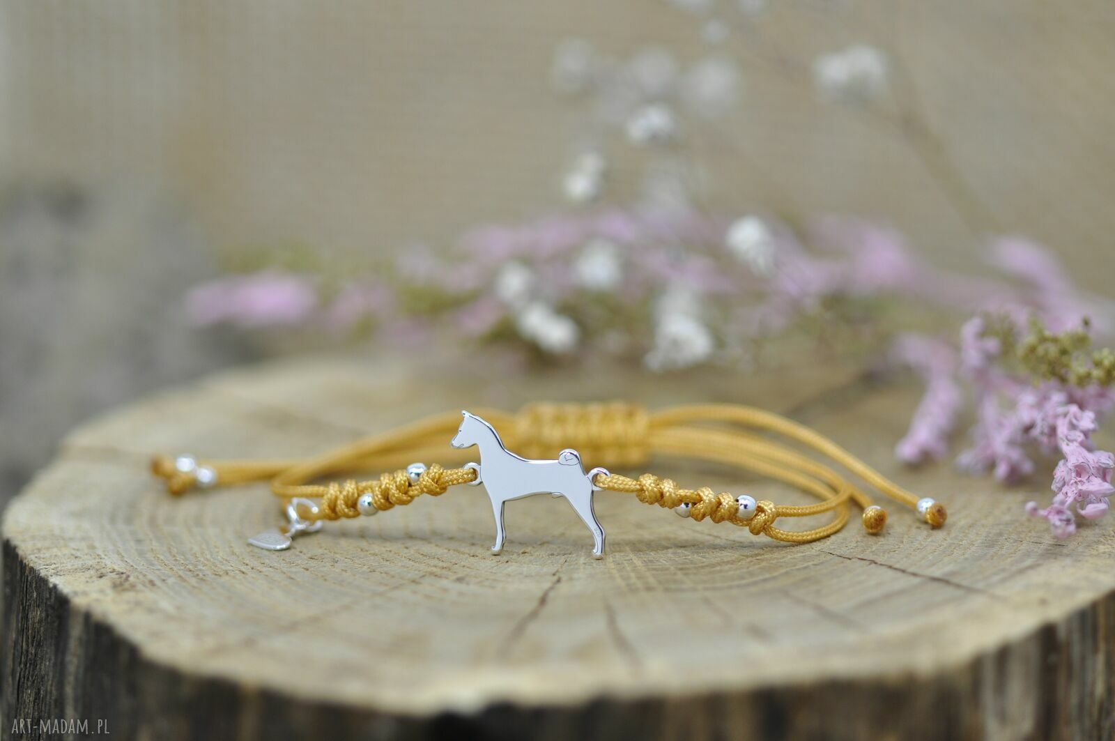 Basenji - bransoletka z psem, srebro 925