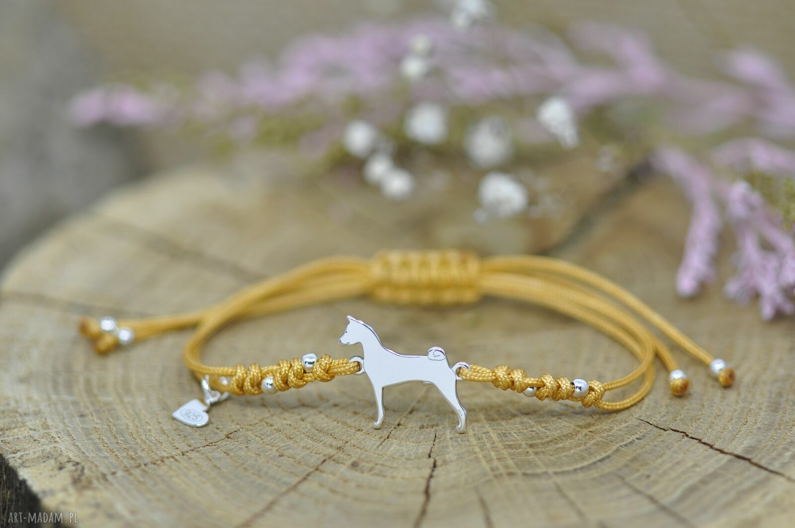 Basenji - bransoletka z psem, srebro 925