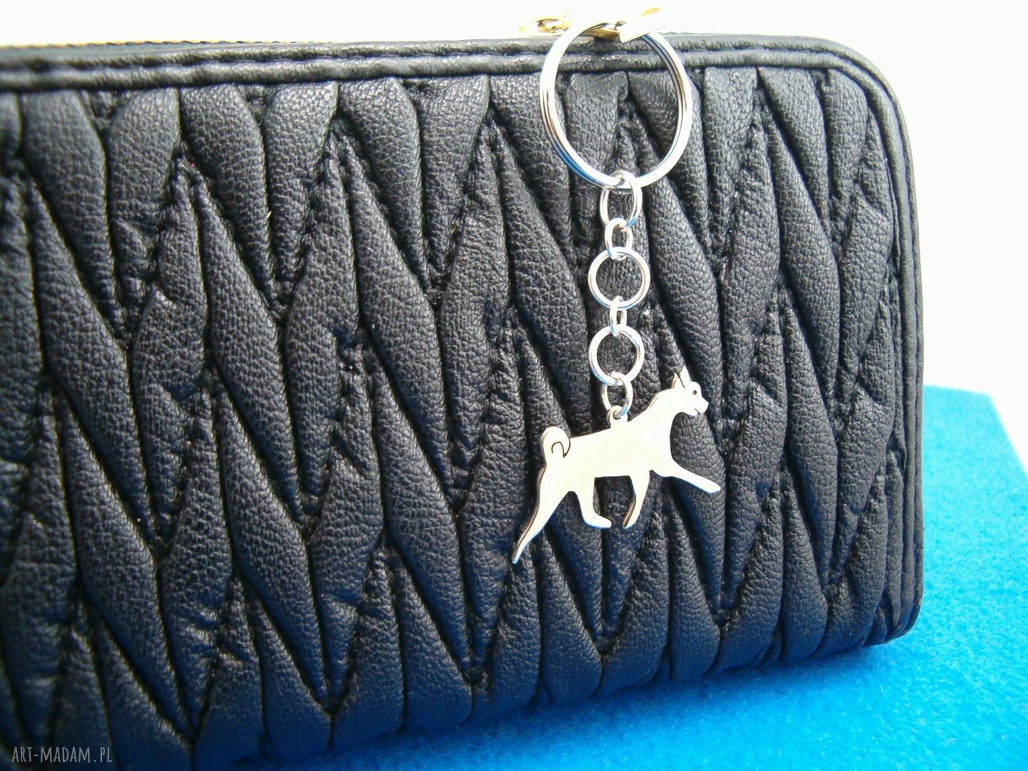 Basenji z srebra 925 - brelok handmade nr 35 do kluczy i torebki