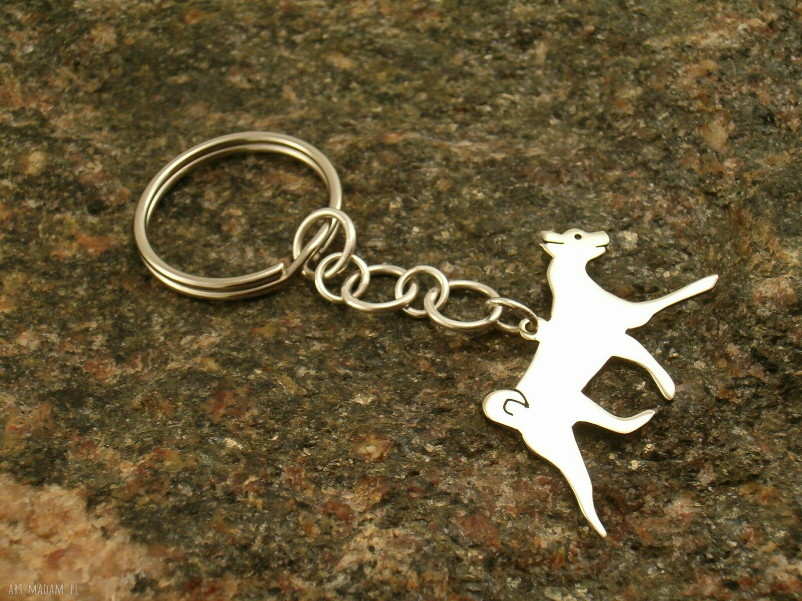 Basenji z srebra 925 - brelok handmade nr 35 do kluczy i torebki