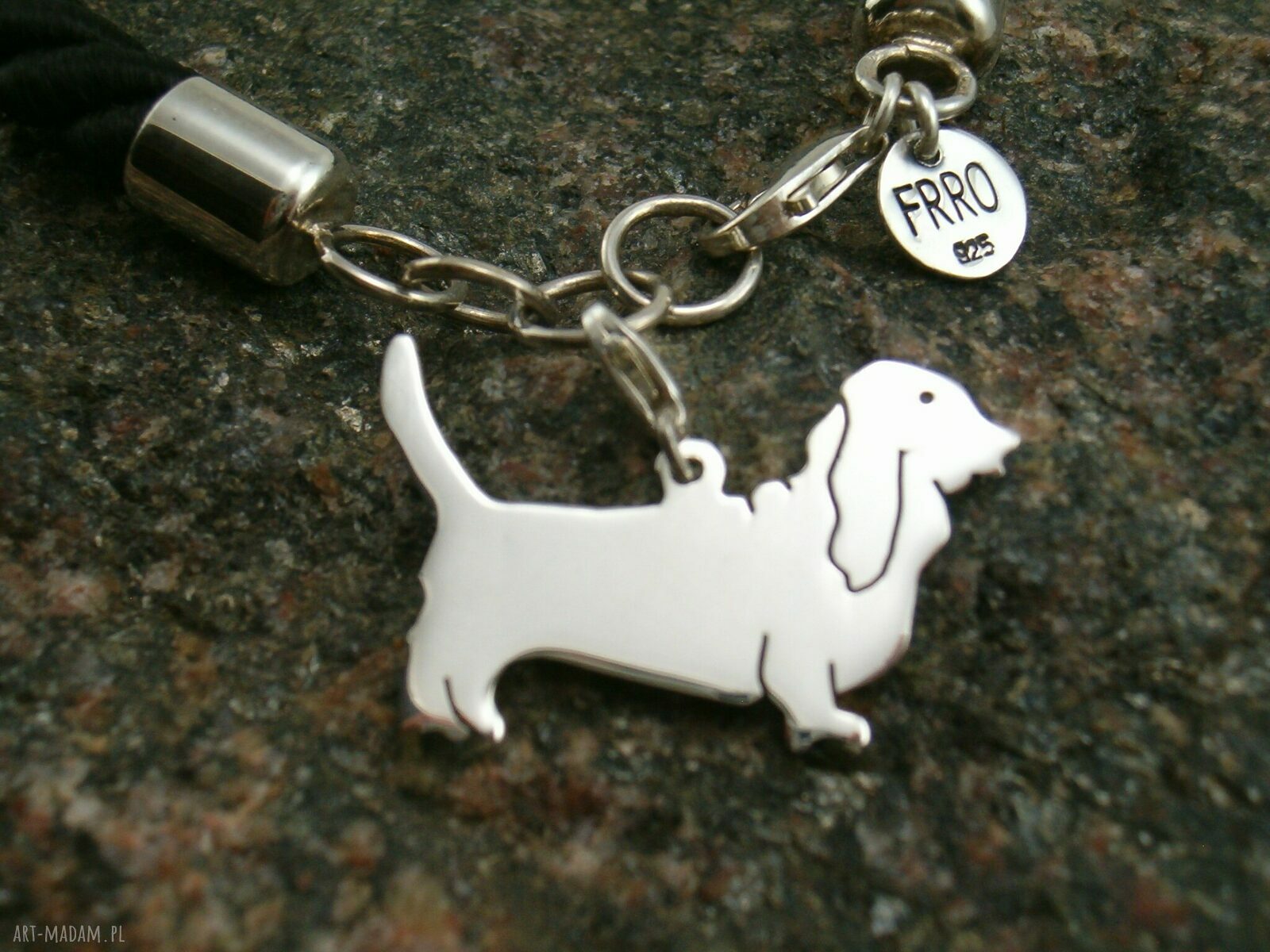 Bransoletka Basset Hound ze srebra 925 - rękodzieło
