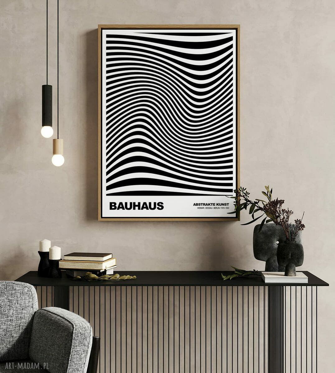 Plakat Bauhaus v2 30x40 cm - czarno-biały geometryczny
