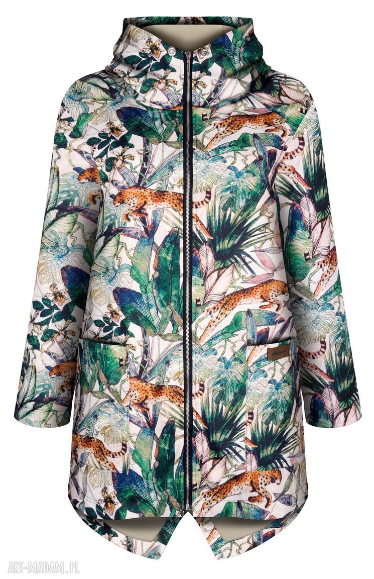 kurtki: jesienny płaszcz przeciwdeszczowy, ocieplony w gepardy, parka damska, kurtka