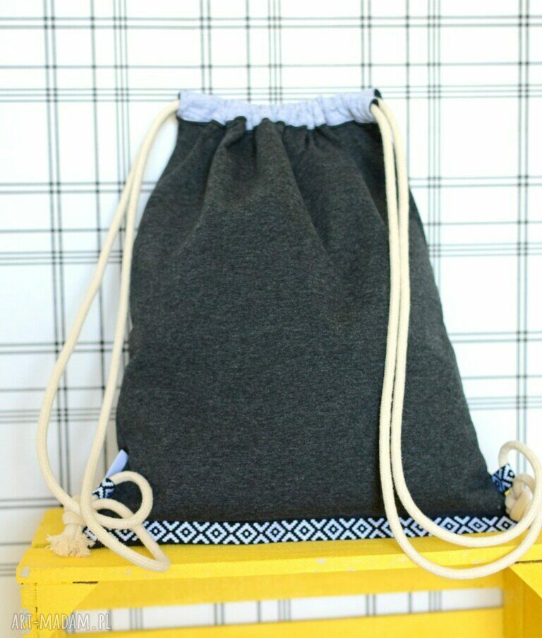 plecaki: Worek aztec natural grafitowa Handmade