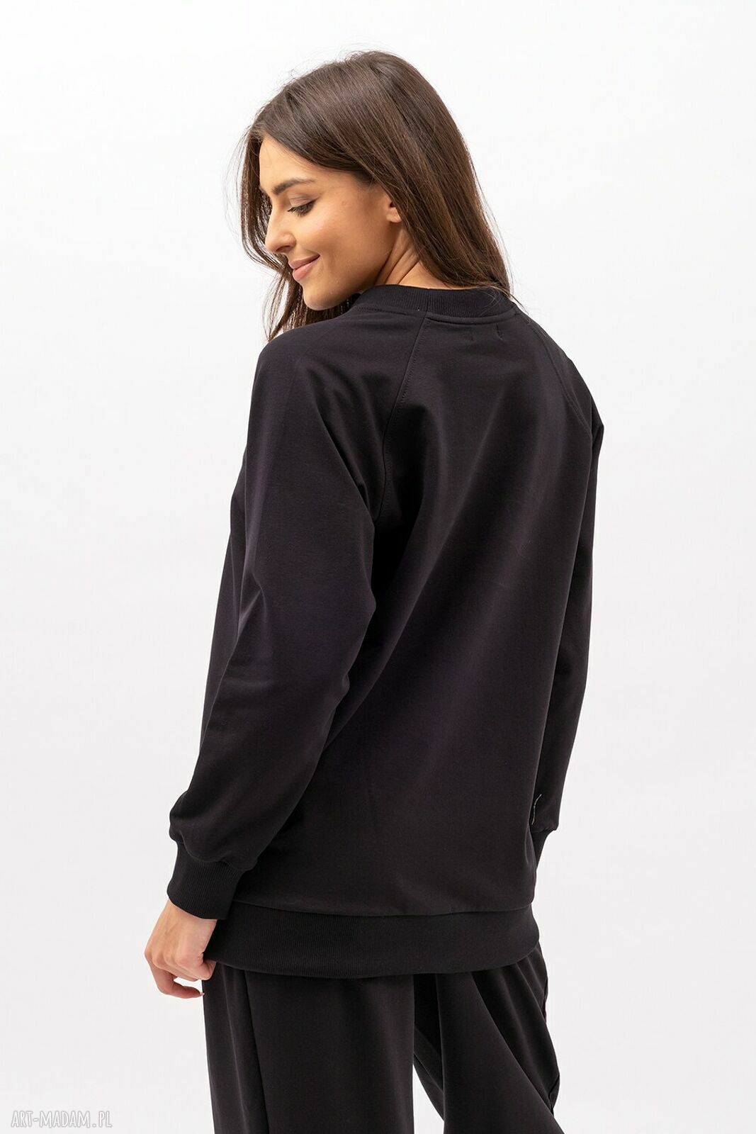 Bluza damska raglan Basic ADALET - czarna, ręcznie szyta w Polsce