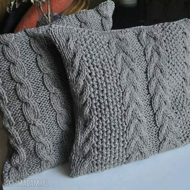 poduszki: dziergana poszewka na poduszkę Ręcznie robione