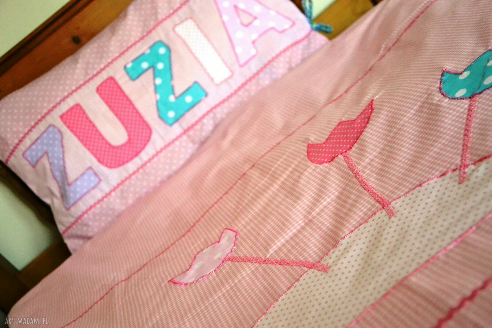 pokoik dziecka: Bawełniana pościel z aplikacjami i mieniem, na zamówienie Ręcznie robione