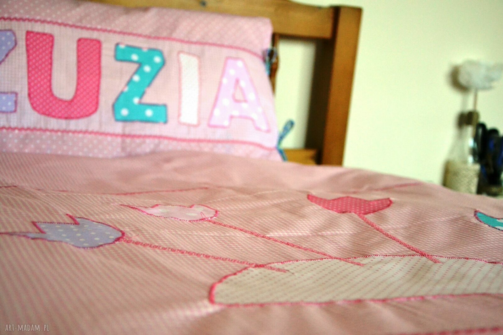 pokoik dziecka: Bawełniana pościel z aplikacjami i mieniem, na zamówienie Ręcznie robione