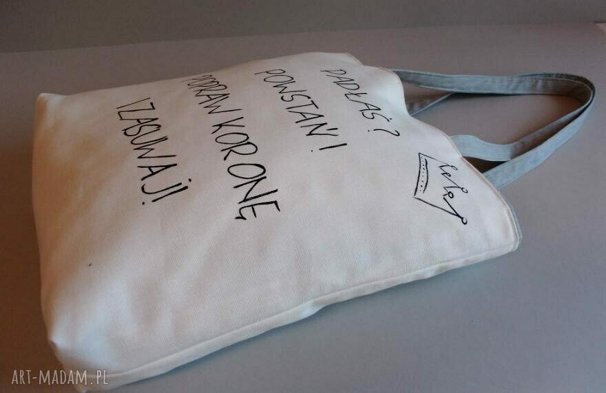 Bawełniana torba eko handmade z ręcznie wykonaną grafiką