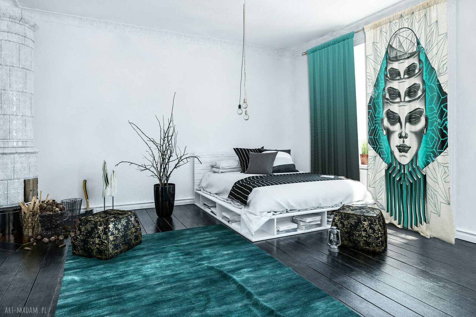 Zasłony z nadrukiem abstrakcyjnym Abstract - komplet 2 szt zaciemniające