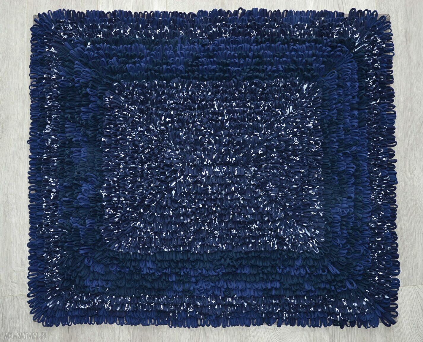 Bawełniany mały granatowy dywan 90x100 cm - idealny na prezent