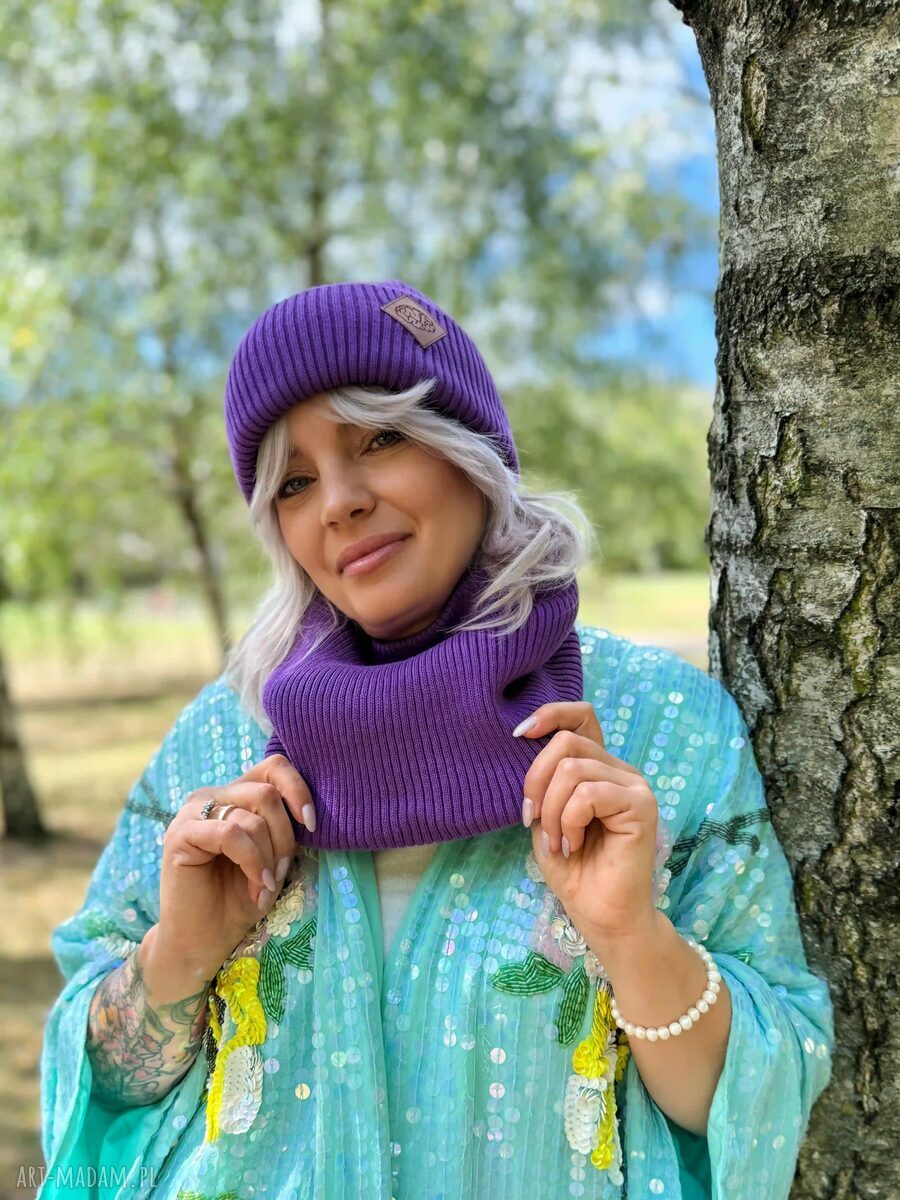 Bawełniany mały komin "Fiolet" - damski, miękki i wygodny