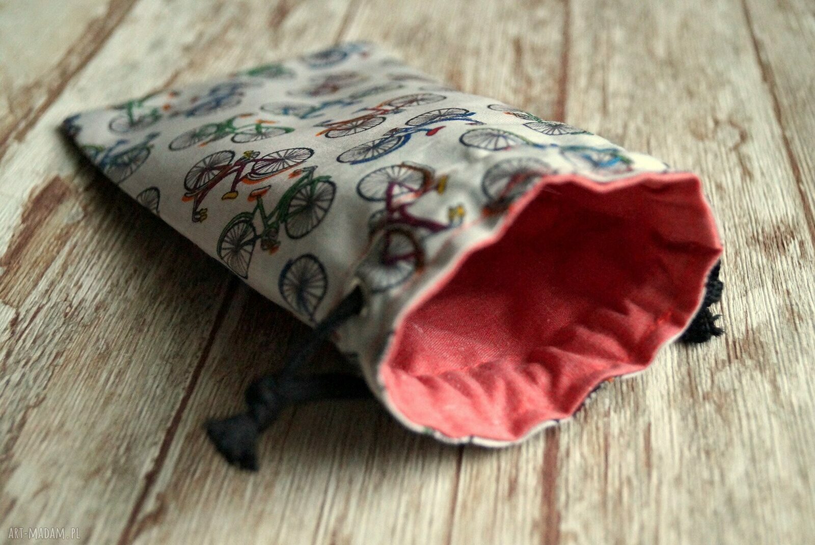 Bawełniany woreczek na okulary - etui Happy Art w kolorowe rowery