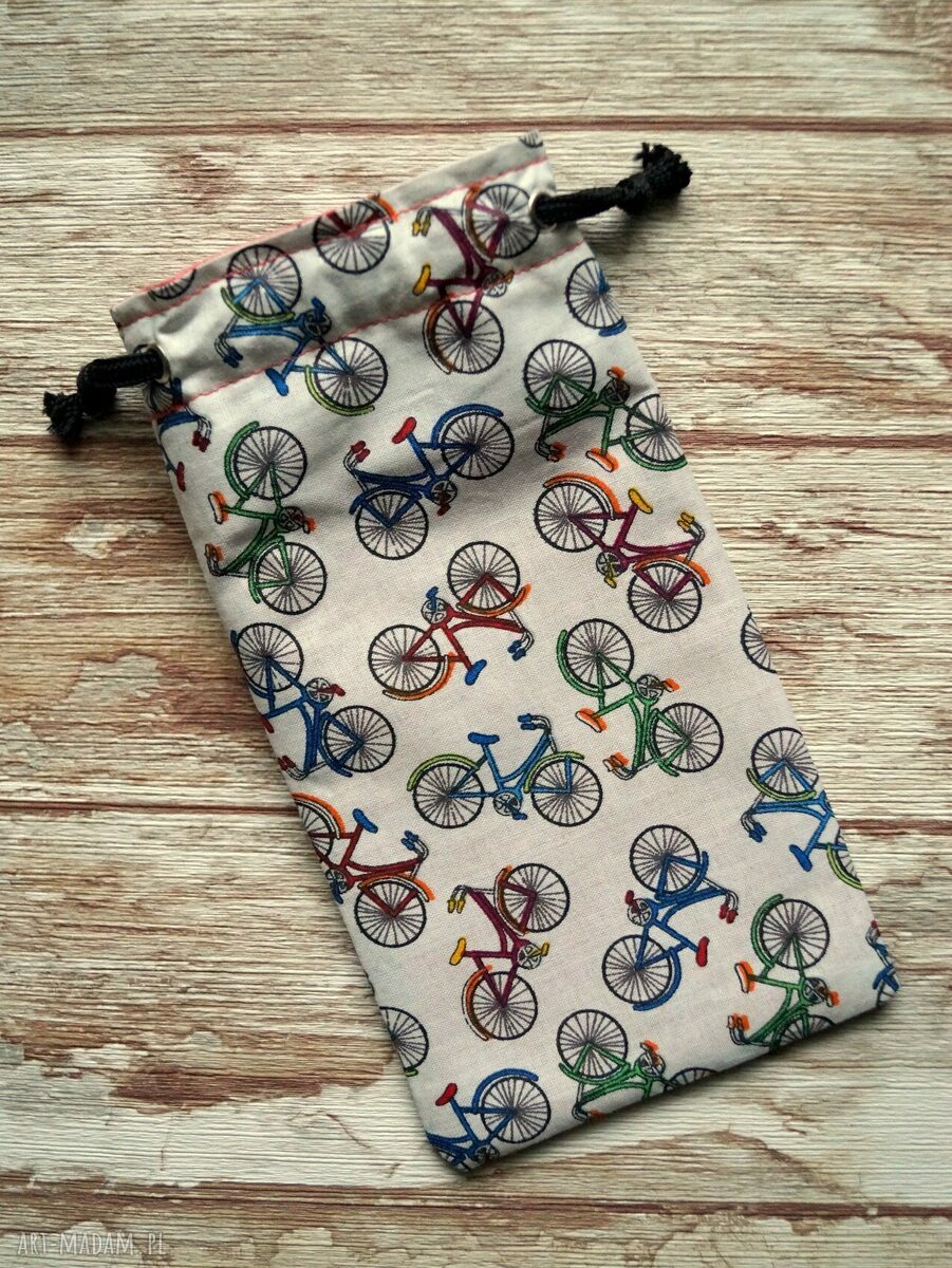 Bawełniany woreczek na okulary - etui Happy Art w kolorowe rowery