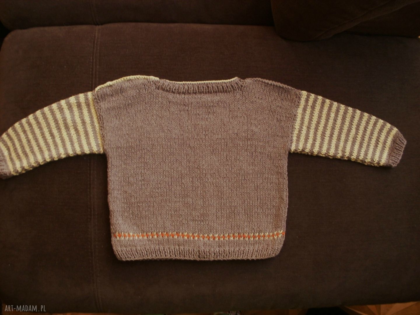 Bawełniany sweterek „Gwiazdeczki” z lnem handmade dla dziecka 80/86