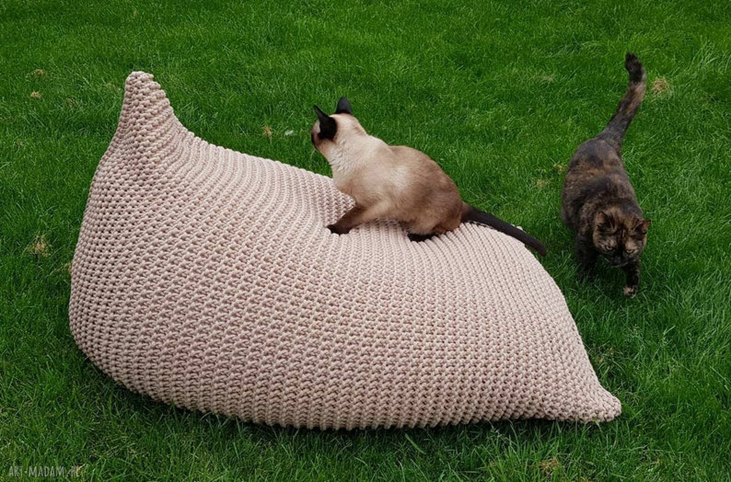 Bean bag 90x120 (puf XXL) w stylu sako - rękodzieło z bawełnianego sznurka
