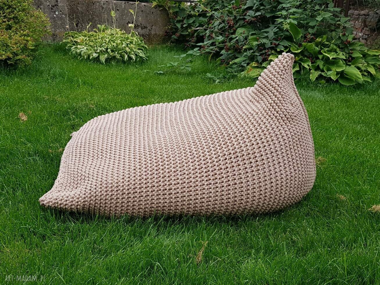 Bean bag 90x120 (puf XXL) w stylu sako - rękodzieło z bawełnianego sznurka