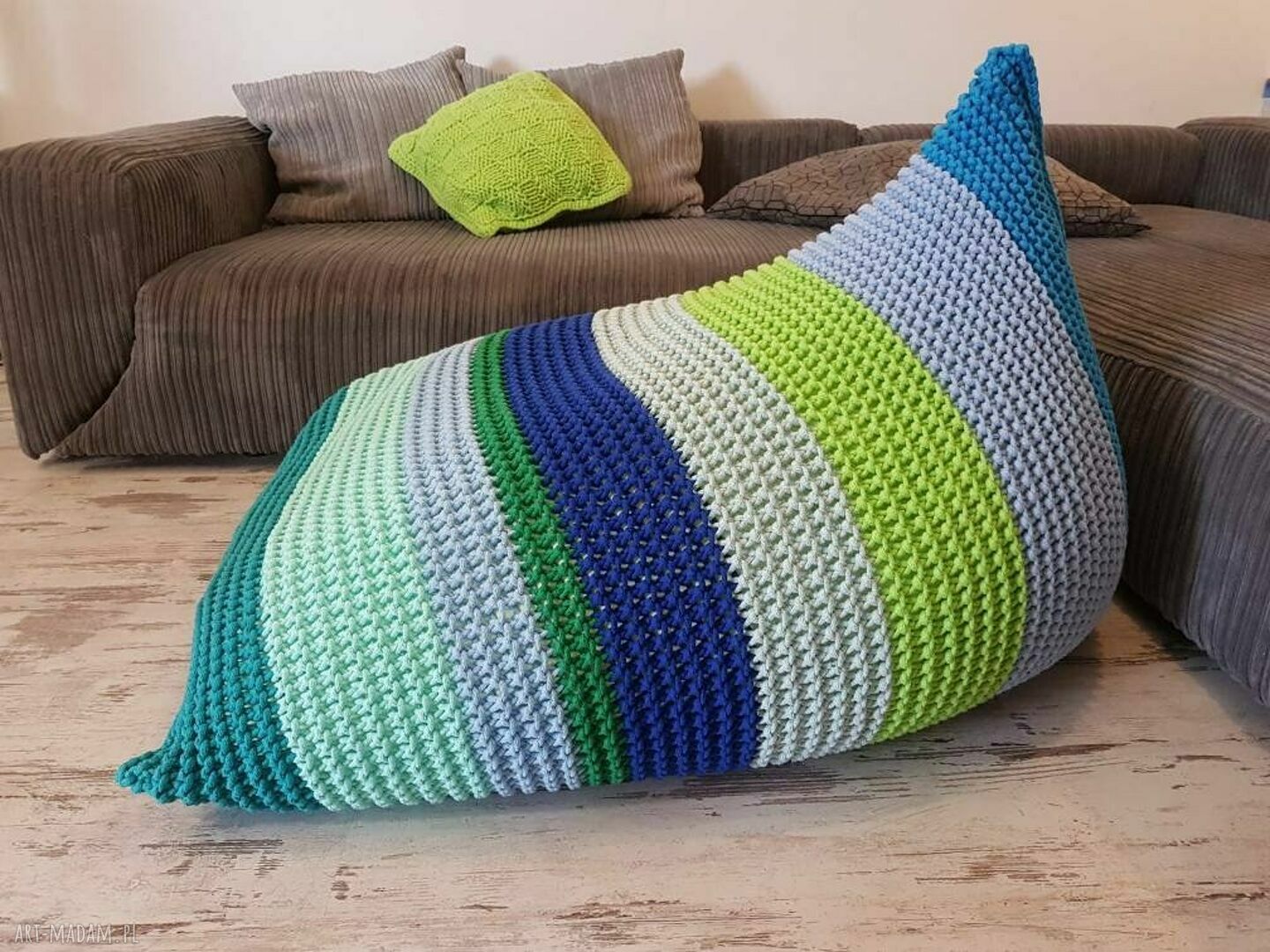 Bean Bag 70x100 - pufa sako „Złośliwy Lis” ręcznie dziergana