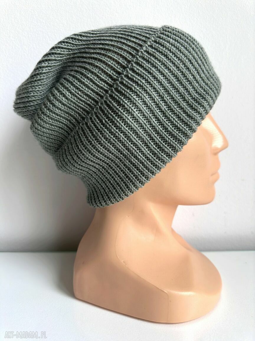 Czapka beanie z baby merino VARELLA 100% - zielona szałwia